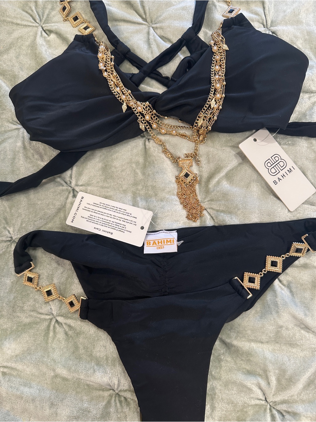 Nwt Set! Bahimi Swim Bellatrix Black Bikini And Yellow Cheeky Bikini Bottoms — image 2 of 8